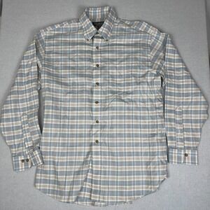 Brooks Brothers Country Club Mens Large Blue White Plaid Button Down Shirt
